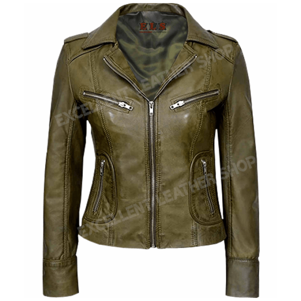 woman olive green jacket