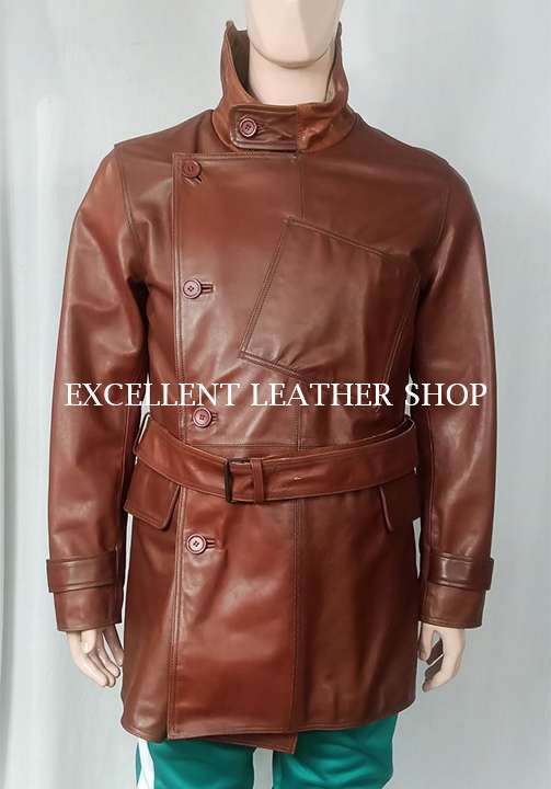 Ralph Fiennes The King's Man Brown Leather Duke of Oxford Jacket