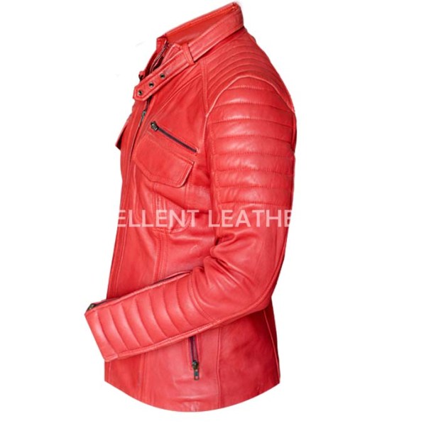 leather jacket red