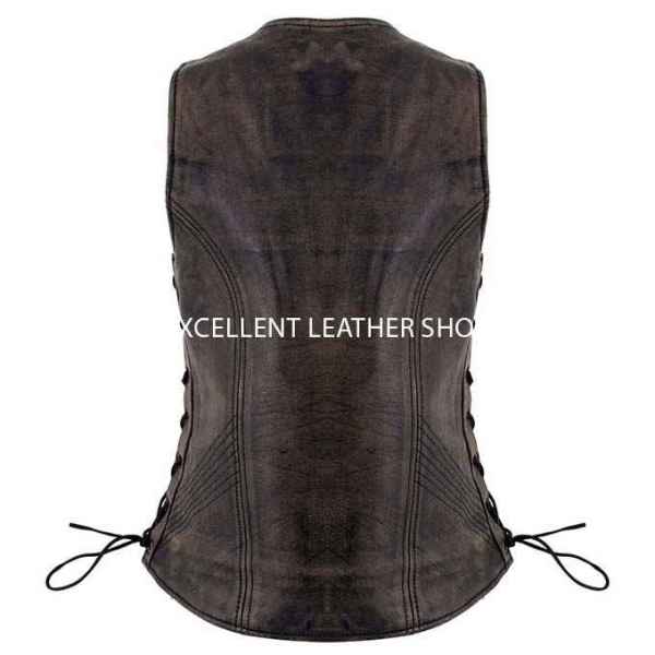 woman leather vest